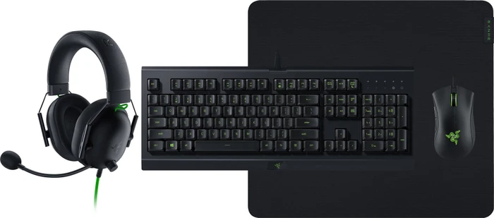 Razer Power Up Bundle V2 Gaming Set, Cynosa Lite, DeathAdder Essential, Gigantus V2 L, BlackShark V2 X, USB, DE