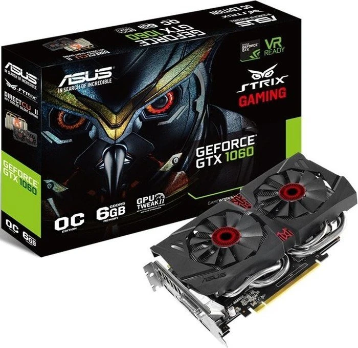 ASUS ROG Strix GeForce GTX 1060 DC2 OC, STRIX-GTX1060-DC2O6G, 6GB GDDR5, DVI, HDMI, 3x DP