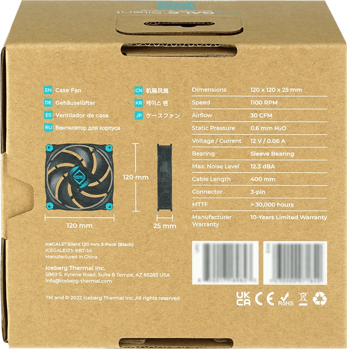 Iceberg Thermal IceGALE Silent, 120mm, 3er-Pack