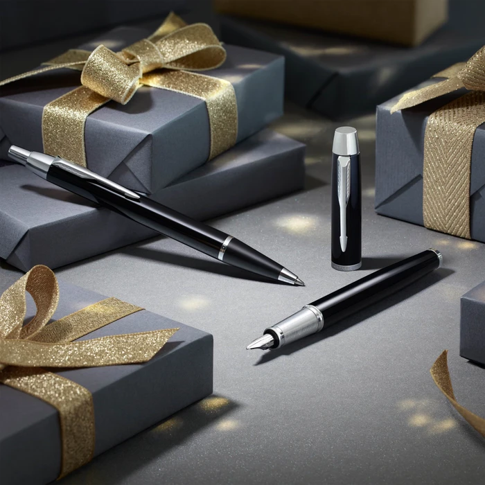 Parker IM Duo, Lacquer Black Chrome Trim, 2 Stück