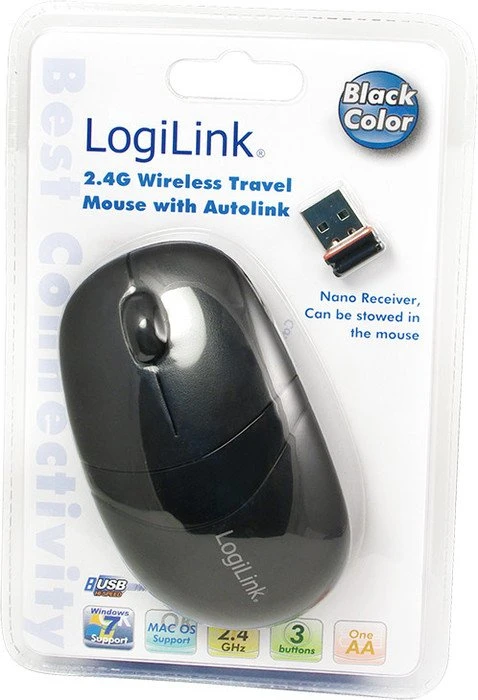 LogiLink Optical Wireless Mouse schwarz, USB