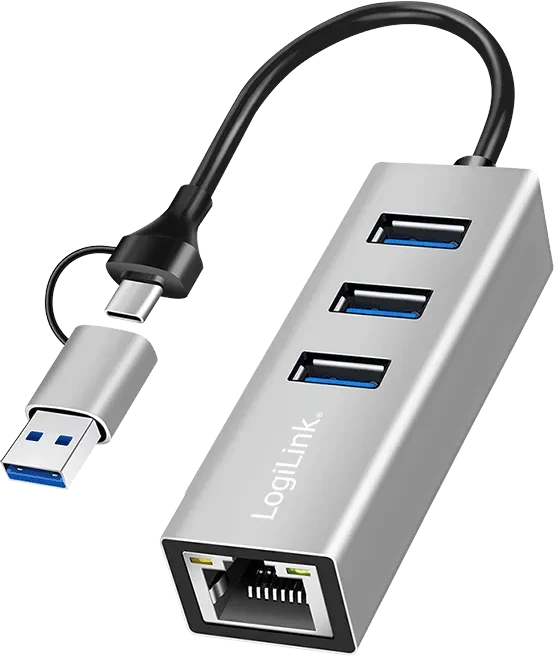 LogiLink UA0440, RJ-45, 3x USB-A 3.0, USB-C/USB-A 3.0 [Stecker]