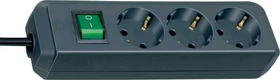 Brennenstuhl Eco-Line mit Schalter, 3-fach, 5m, schwarz