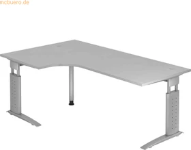 Hammerbacher Ergonomic Plus U-Serie US82/5/W Eckschreibtisch 200x120cm grau/weiß