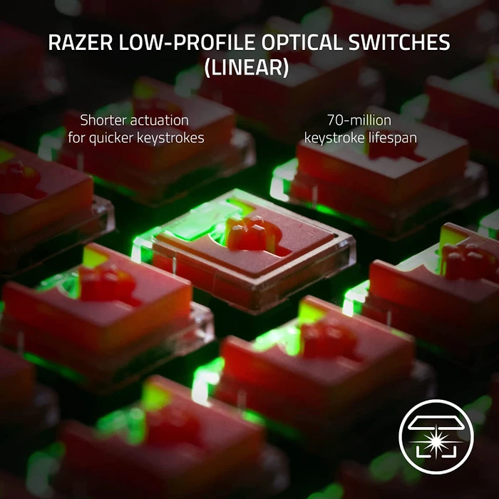 Razer DeathStalker V2 Pro TKL, Mercury White, Razer Low-Profile Linear Optical RED, USB/Bluetooth, US