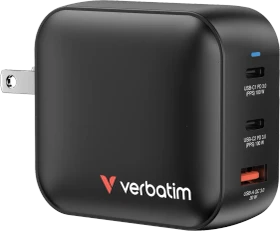 Verbatim 100W Mini-GaN-Ladegerät 3 Anschlüsse schwarz