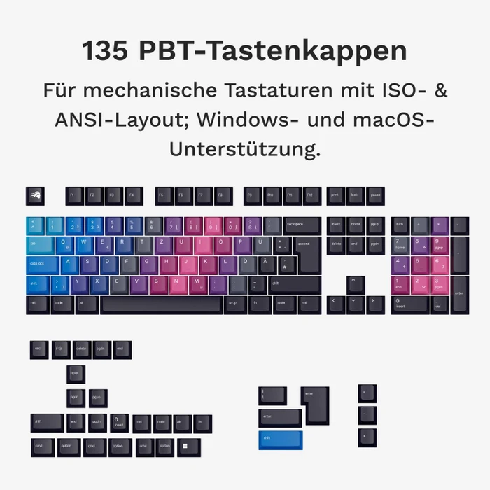 Glorious GPBT Gradient V2 Keycaps, Kunststoff (PBT), Afterparty, mehrfarbig, 135 Tasten, ISO-DE