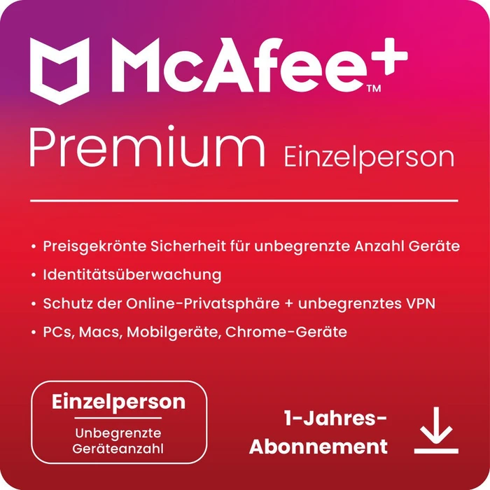 McAfee McAfee+ Premium Individual, 1 Jahr, ESD (multilingual) (Multi-Device)