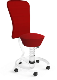 Aeris Swopper Work New Edition Bürohocker mit Rollen und Lehne, Feder Low, Gestell Alu weiß, Bezug Mesh-Gewebe rot