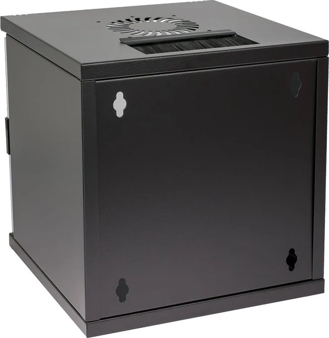 HMF Serverschrank 10", HMF 63400 6HE, Sicherheitsglastür, IP20, schwarz, 300mm tief