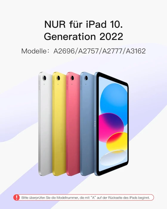 Inateck Abnehmbare Tastatur für iPad 10, grau, DE