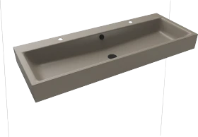 Kaldewei Puro Wand-Doppelwaschtisch 120x46cm mit Überlauf, 2x1 Hahnlochbohrung, Perl-Effekt, warm grey 60