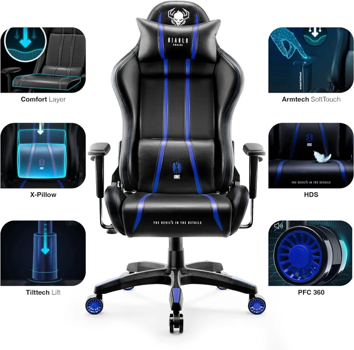 Diablo Chairs X-One 2.0 Normal Gamingstuhl, schwarz/blau