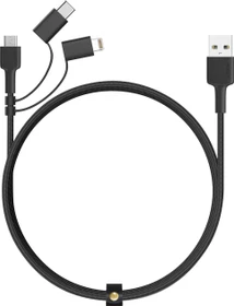 Aukey 3 In 1 Cable USB-A/Lightning/Micros-USB/USB-C 1.2m schwarz