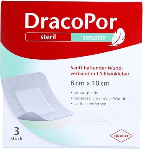 Dr. Ausbüttel DracoPor Sensitiv steriler Wundverband, 8 x 10cm, 3 Stück