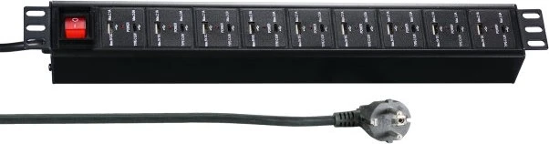 EFB Elektronik 19" Rackmount Aluminium Steckdosenleiste, 250V, schwarz, 3m