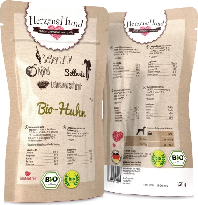 Herzens Hund Bio Huhn mit Bio Gemüse