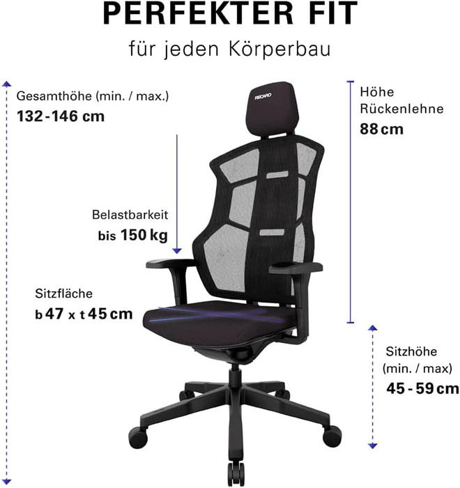 Recaro Aer Essential Gamingstuhl, Midnight Black