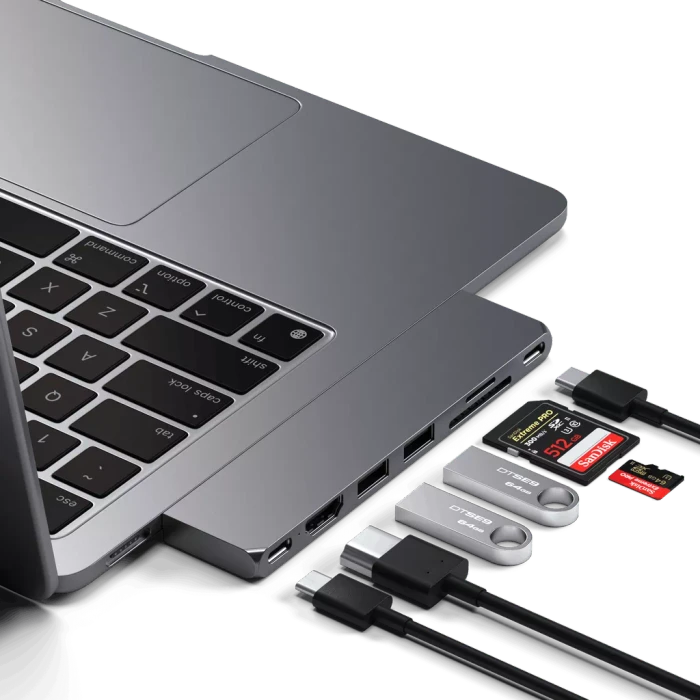 Satechi Pro Hub Slim Adapter, Space Gray, 2x USB4 [Stecker]