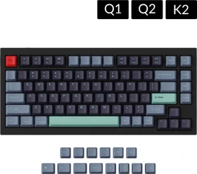 Keychron Q1/Q2/K2 OEM Dye-Sub Keycap-Set Hacker, Kunststoff (PBT), Hacker, grün/blau, 97 Tasten (83+14), ANSI-US