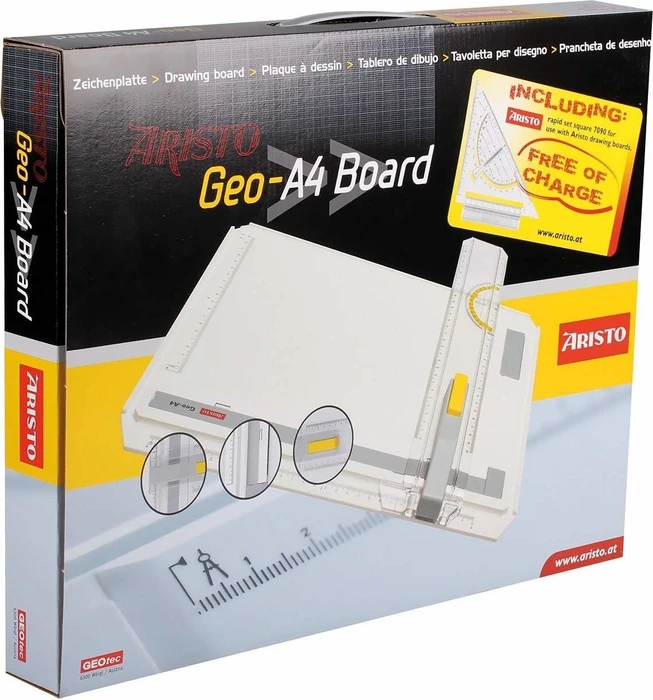 Aristo Geo Board Zeichenplatte A4, weiß, Schnellzeichendreieck, im Karton