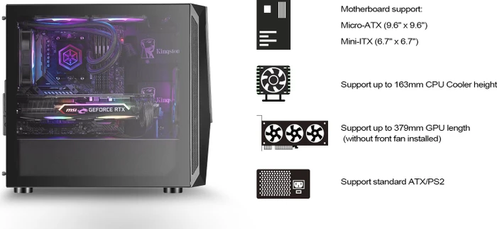 SilverStone Fara V1M Pro, schwarz, Glasfenster