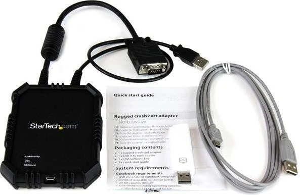 StarTech KVM Console to Laptop USB 2.0 Portable Crash Cart Adapter with File Transfer & Video Capture