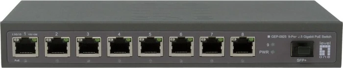 LevelOne GEP Desktop 2.5G Switch, 8x RJ-45, 1x SFP+, 120W PoE++