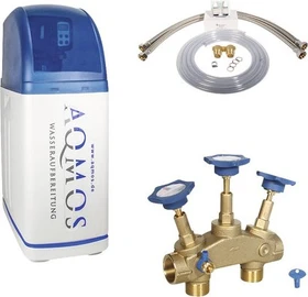 Aqmos R2D2-48 Enthärtungsanlage Weichwasseranlage mit Anschlussset und Montageblock