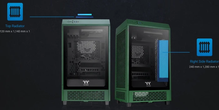 Thermaltake The Tower 200 Racing Green, grün, Glasfenster, Mini-ITX