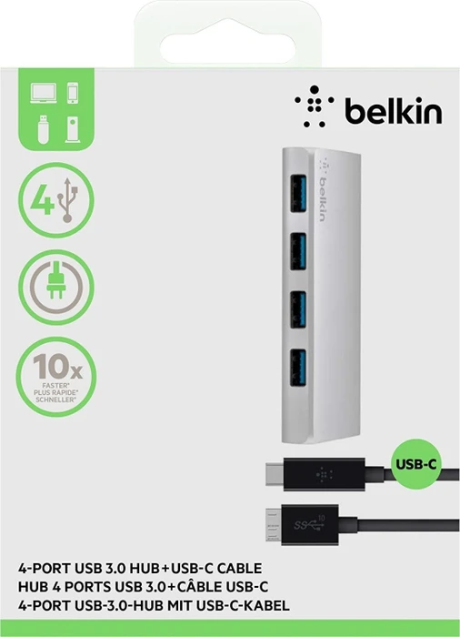 Belkin USB-Hub, 4x USB-A 3.0, USB 3.0 Micro-B [Buchse]