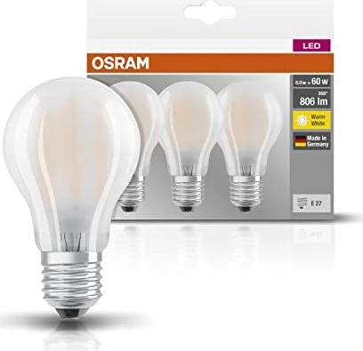 Osram Ledvance LED Base Classic A60 E27 7W/827, 3 Stück