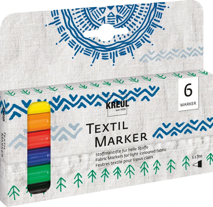 Kreul Textil Marker fine 6 Farben, 6er-Set (90690)