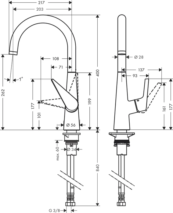 Hansgrohe Talis M51 260 1jet chrom