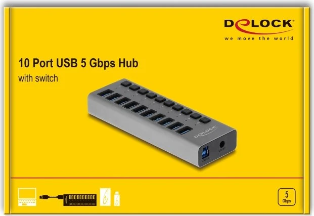 DeLOCK USB-Hub, 10x USB-A 3.0, USB-B 3.0 [Buchse]