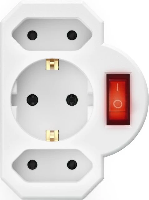 Hama Adapterstecker mit Schalter, 3-fach, 1x Schuko, 2x Euro, weiß