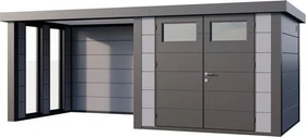Telluria Classico 2724 Gerätehaus inkl. Anbau 2.84m links hellgrau
