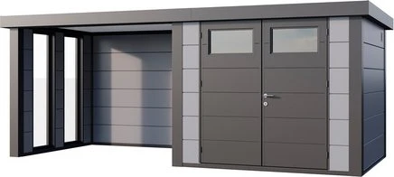 Telluria Classico 2724 Gerätehaus inkl. Anbau 2.84m links hellgrau