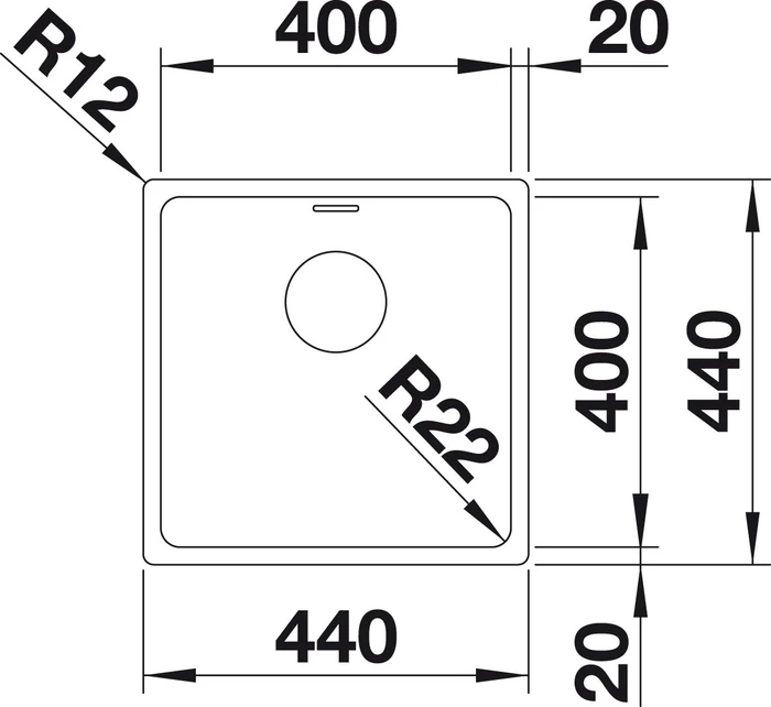 Blanco Andano 400-IF InFino Becken mittig edelstahl
