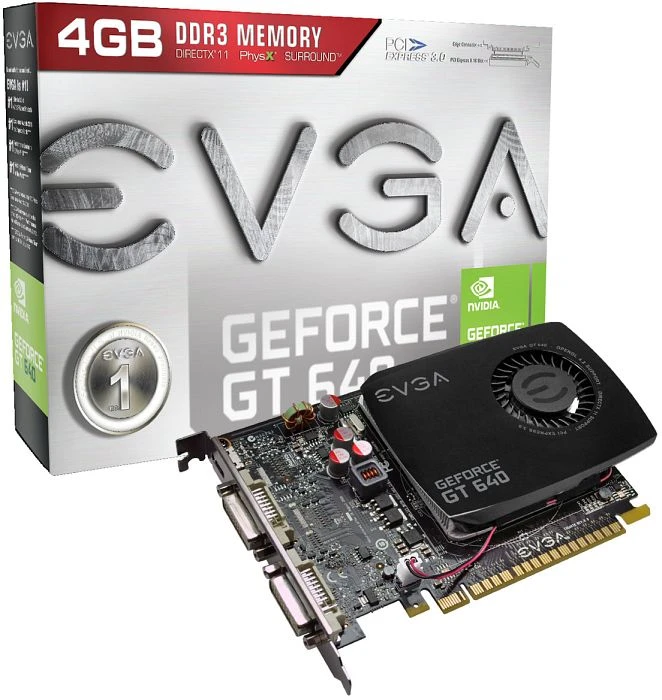 EVGA GeForce GT 640 Single-Slot, 4GB DDR3, 2x DVI, Mini HDMI