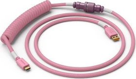 Glorious Coiled Cable USB-C auf USB-A, Tastaturkabel (Spiral-Textilkabel), 1.37m, Prism Pink