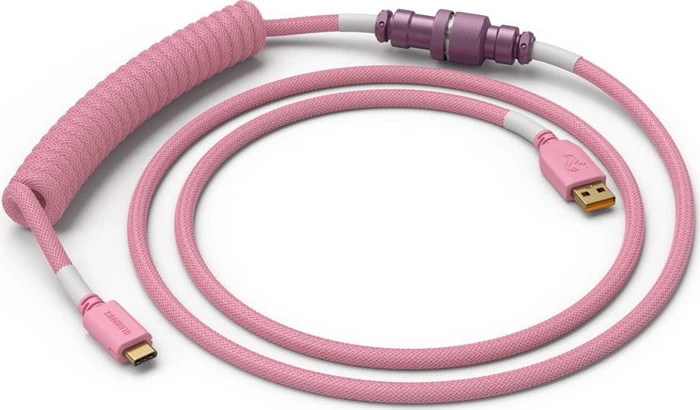 Glorious Coiled Cable USB-C auf USB-A, Tastaturkabel (Spiral-Textilkabel), 1.37m, Prism Pink