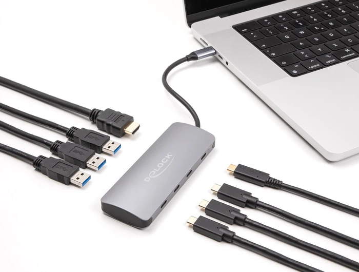 DeLOCK 7 Port USB Hub mit HDMI und USB PD, USB-C 3.1 [Stecker]