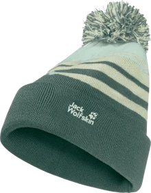 Jack Wolfskin Stripy Pompom Beanie sago palm (Junior)