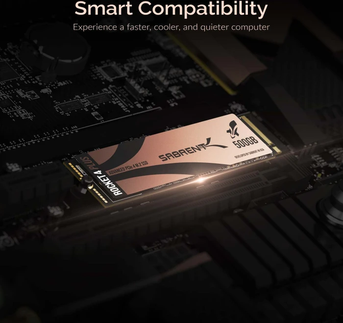 Sabrent Rocket 4 Plus 500GB, M.2 2280 / M-Key / PCIe 4.0 x4, Kühlkörper