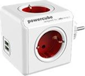 allocacoc/Segula PowerCube original Schuko/USB, 4-fach, weiß/rot