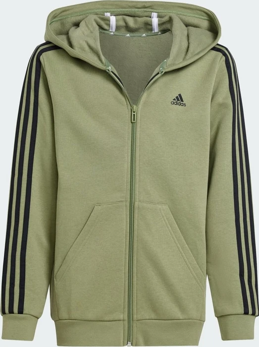 adidas Essentials 3-Streifen Fleece Hoodie tent green/black (Junior)