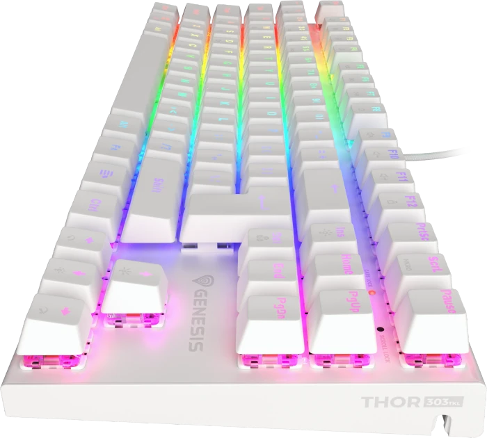 Genesis Thor 303 TKL silent, weiß, LEDs RGB, hot-swap, Gaote Outemu SILENT PEACH, USB, US