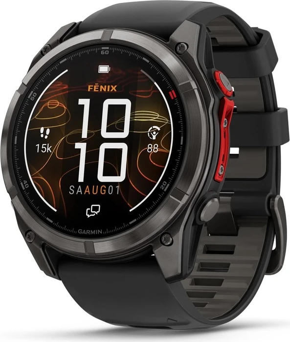Garmin Fenix 8 Pro 51mm MicroLED carbon grey dlc titanium/black-pebble grey silicone