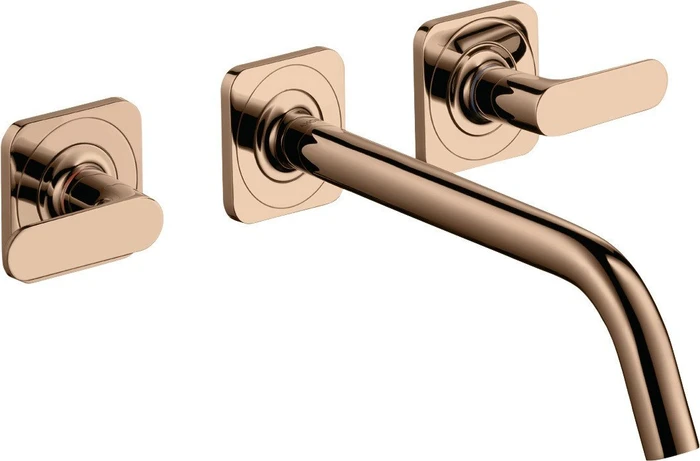 Hansgrohe Axor Citterio M 3-Loch Waschbeckenarmatur mit Hebelgriffen 226mm polished red gold